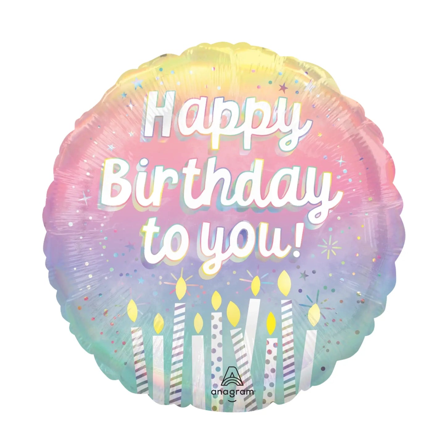 Ballon Happy Birthday to you 18" pastel bougies