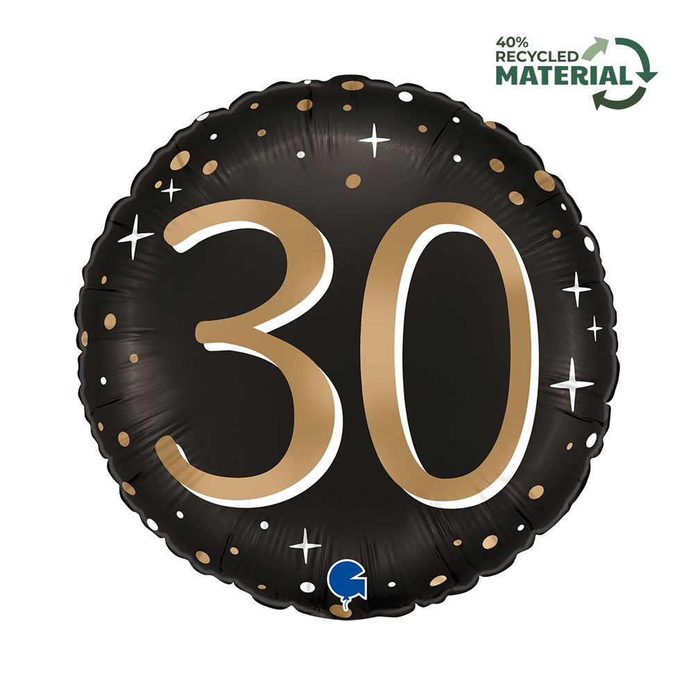 Ballon Aluminium Noir - 18/20/30/40/50/60/70/80 Ans - Happy Birthday