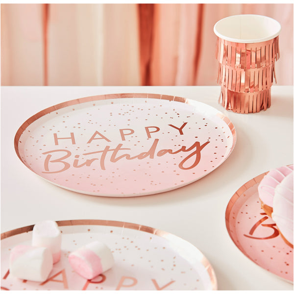 placas de feliz aniversário rosa
