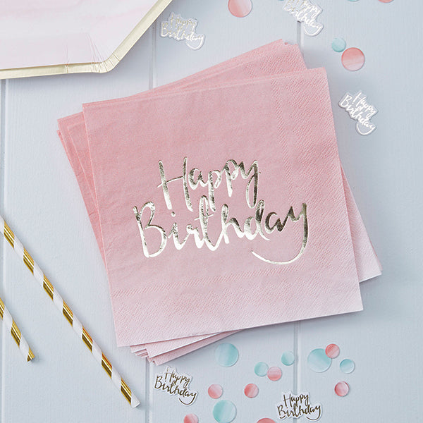 serviettes happy birthday rose