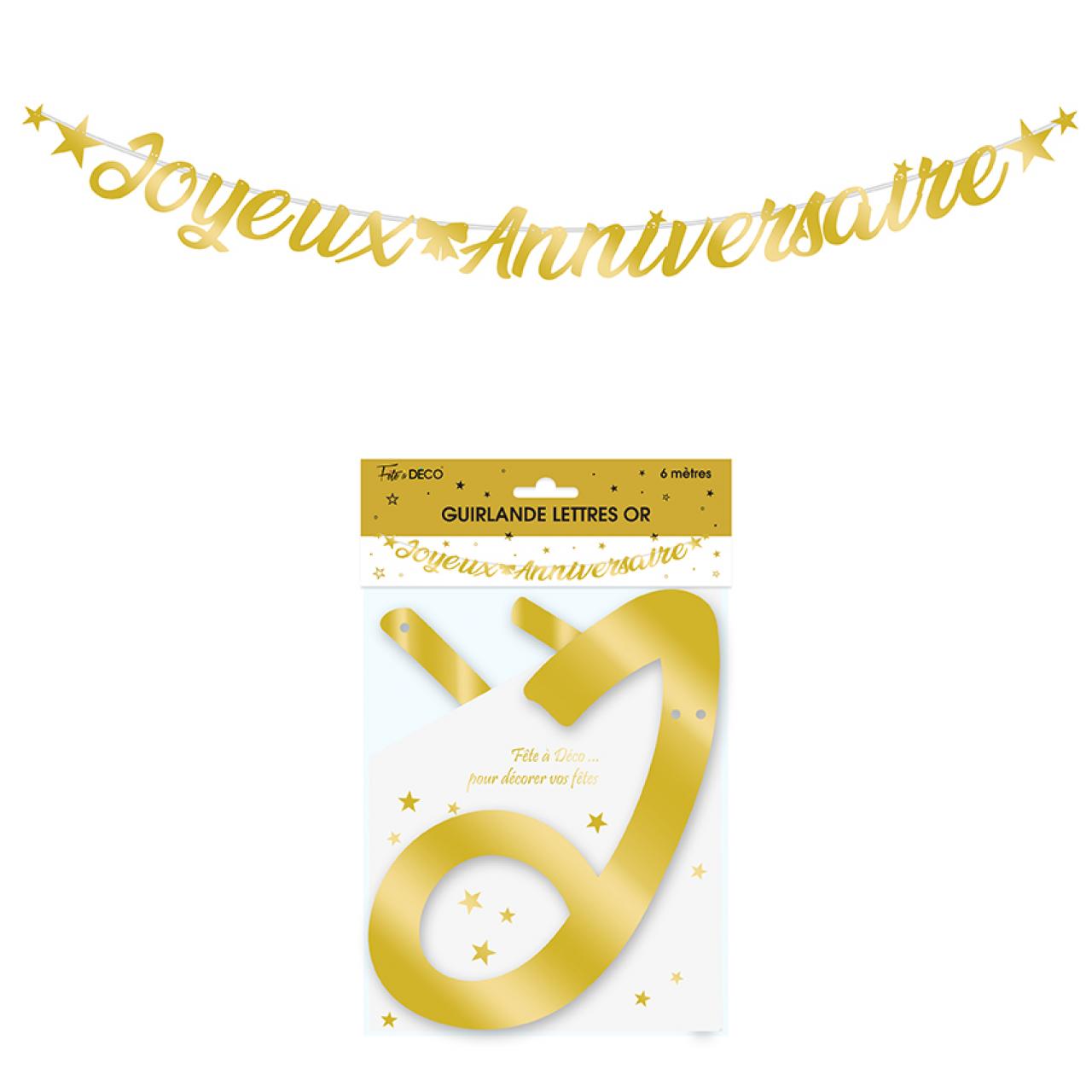 Guirlande Lettres Metallique 6m Joyeux Anniversaire