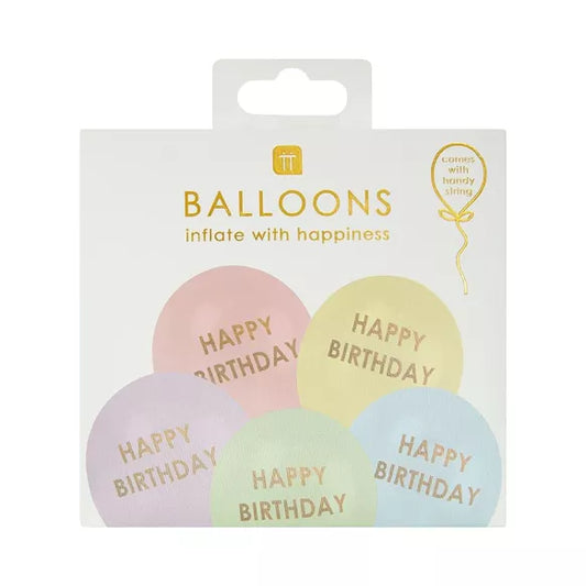 Ballons Joyeux Anniversaire Pastel