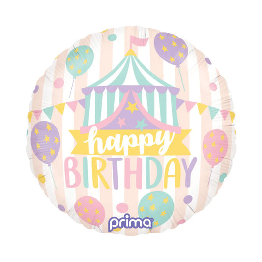Ballon Happy Birthday cirque 18" pastel