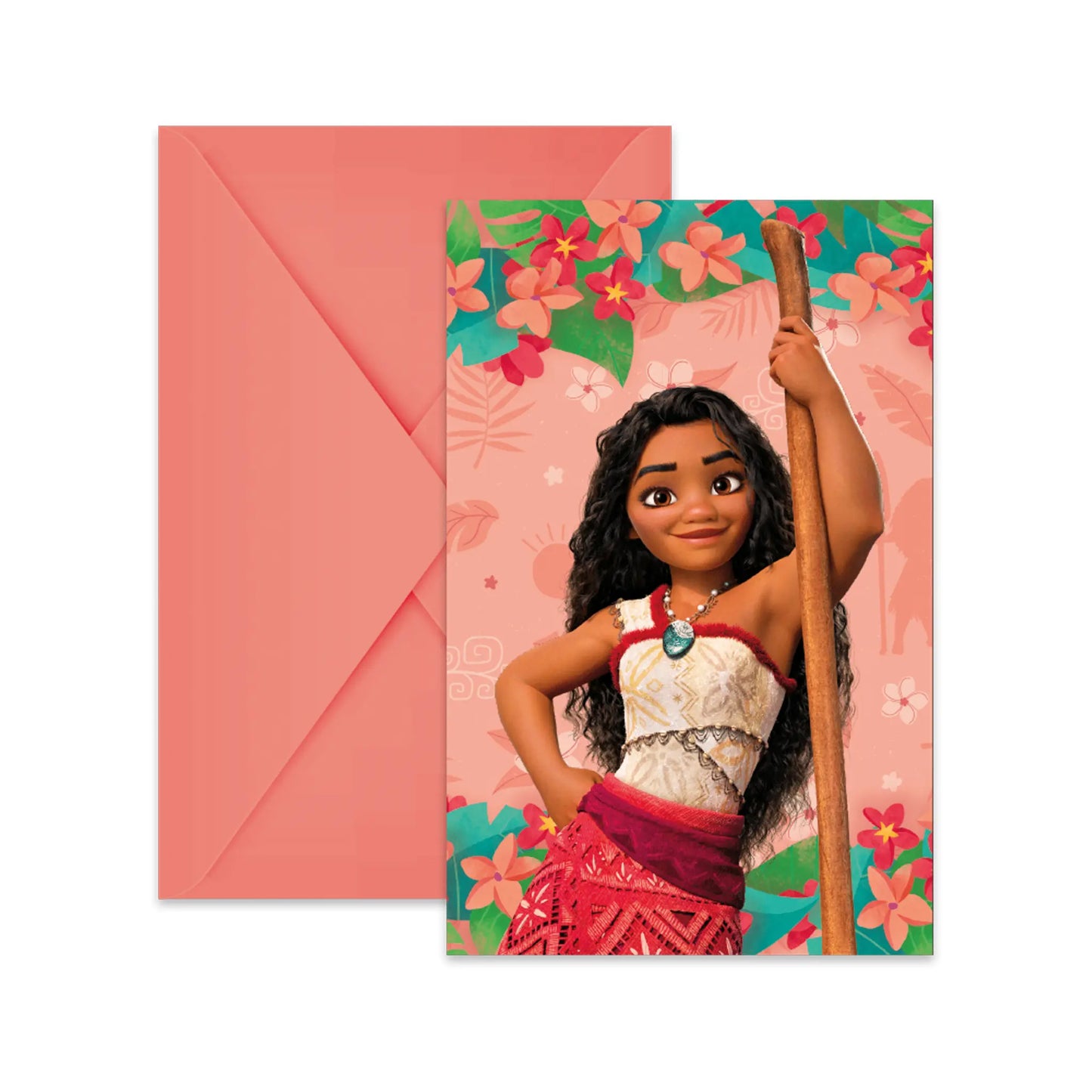 Invitations d’anniversaire Vaiana / Moana 2 – Lot de 6 avec enveloppes